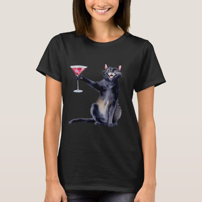 T-shirt Chat Avec Martini Gl Tail (Devant)