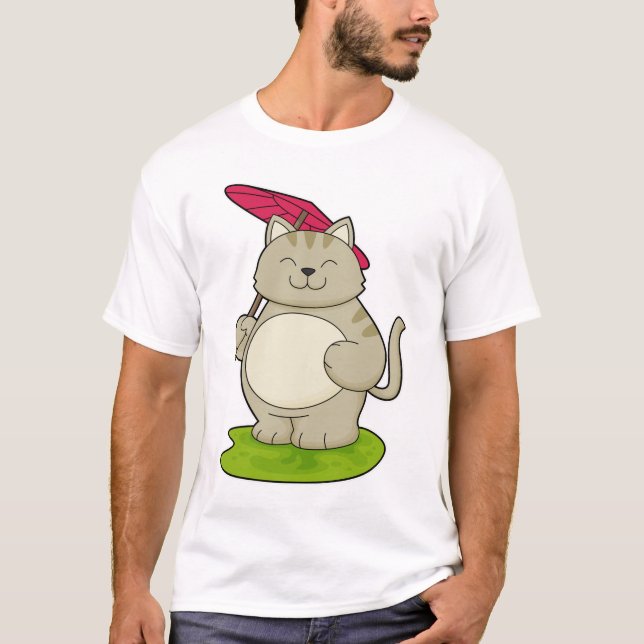 T-shirt Chat avec parapluie (Devant)