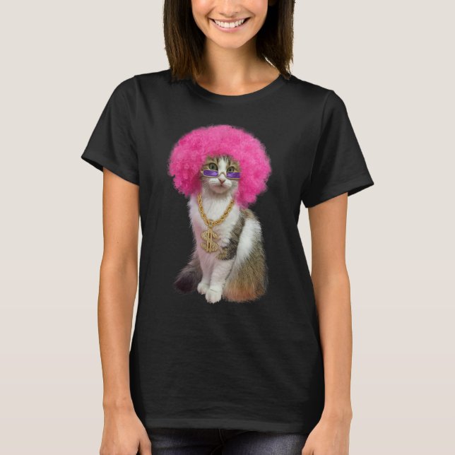 T-shirt Chat avec perruque (Devant)