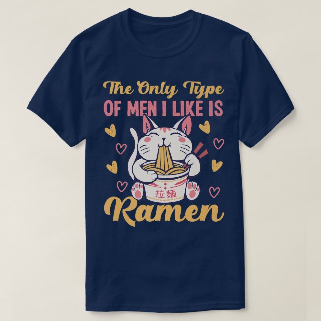 T-shirt Chat Avec Ramen Design Pour Femmes Seules  (Design devant)