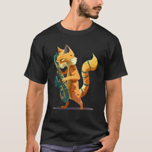 T-shirt Chat avec saxophone