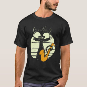 T-shirt Chat Avec Saxophone Jouant Chat Mignon Jazz Chat