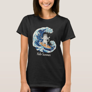 T-shirt Chat Avec Sushi Vague Surfer Vintage Surf Retro H