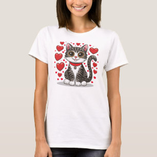 T-shirt Chat avec symboles d'amour Clipart-85245