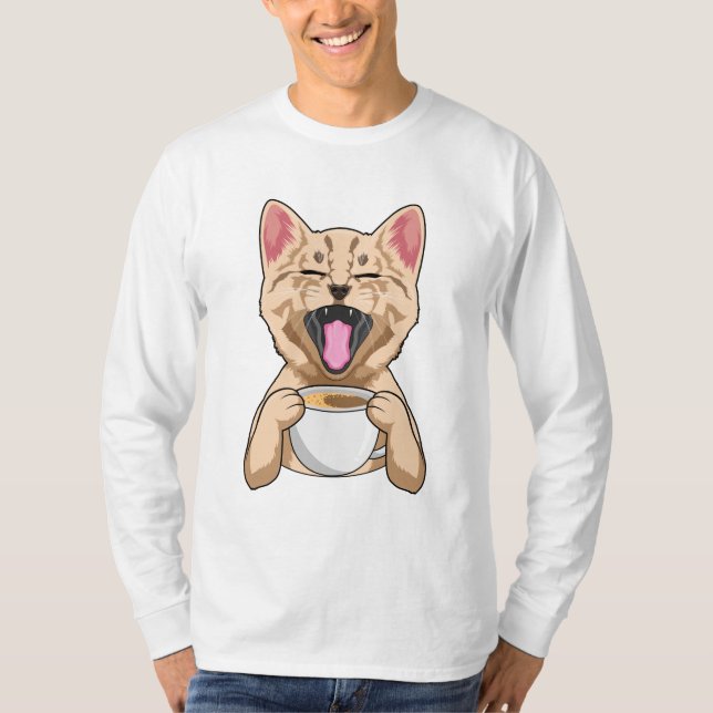 T-shirt Chat avec tasse de café (Devant)
