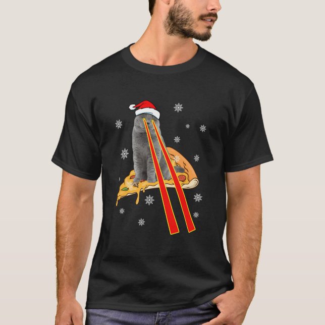 T-shirt Chat Avec Yeux Laser Pizza Chat (Devant)