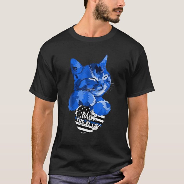 T-shirt Chat Back The Blue Funny Cadeau (Devant)