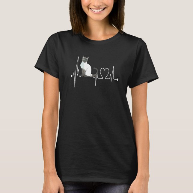 T-shirt Chat balinais Heartbeat EKG Chat & Kitten (Devant)
