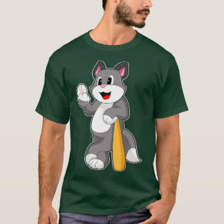 T-shirt Chat Baseball Batte de baseball