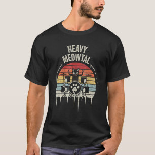 T-shirt Chat batteur Heavy Metal Rétro Vintage jouant du t