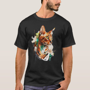 T-shirt Chat Bengal aquarelle Chat coloré