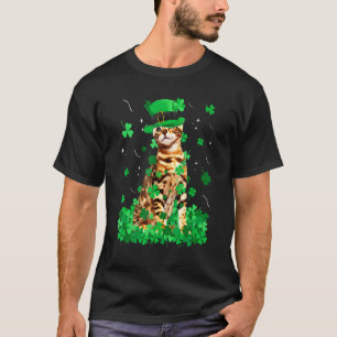 T-shirt Chat Bengal drôle Saint Patrick Jour Irish Shamroc