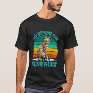 T-shirt Chat Bengal MON CHAT BENGAL A MANGE MON DEVOIR Drô