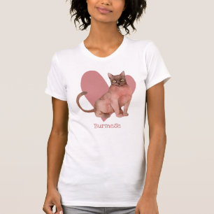 T-shirt Chat birman Aquarelle Kitty Coeur rose