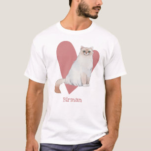 T-shirt Chat Birman Aquarelle Kitty Coeur rose