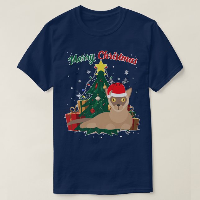 T-shirt Chat birman Noël Arbre de neige Flakes Noël Presen (Design devant)