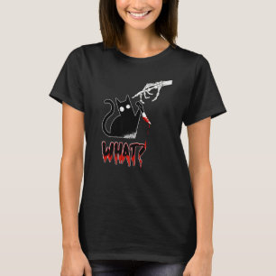 T-shirt Chat Black Lover Skeleton main Meurtre Chat Knif W
