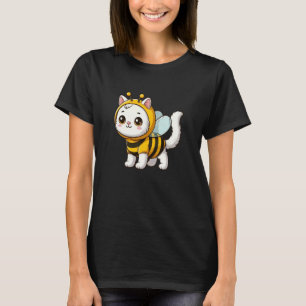 T-shirt Chat Blanc Abeille Animal Drôle de Compagnie