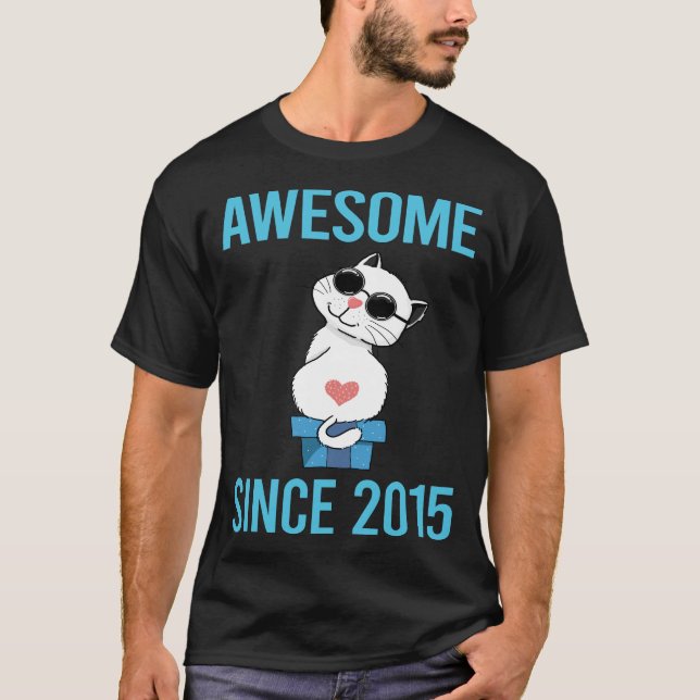 T-shirt Chat Blanc - Incroyable depuis 2015 (Devant)