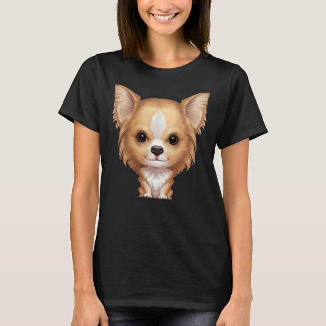 T-shirt Chat blanc long Flambeau &amp Chihuahua (Devant)
