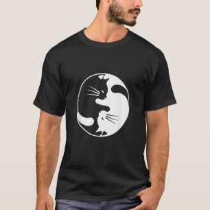 T-shirt Chat Blanc Noir Yin Et Yang Pour Les Femmes Et Pap