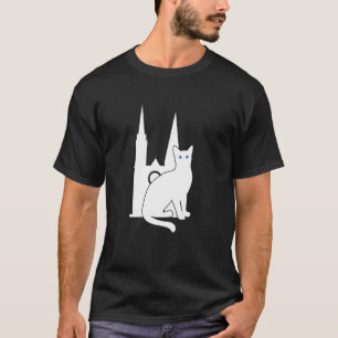 T-shirt Chat Blanc Voyage Silhouette Cathédrale de Chartre