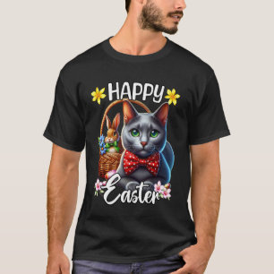 T-shirt Chat Bleu Russe Joyeuses Pâques Adorable Chat Bleu
