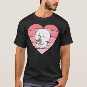 T-shirt Chat Boba Buble Lait Thé Cute Kawaii Kitten Neko A