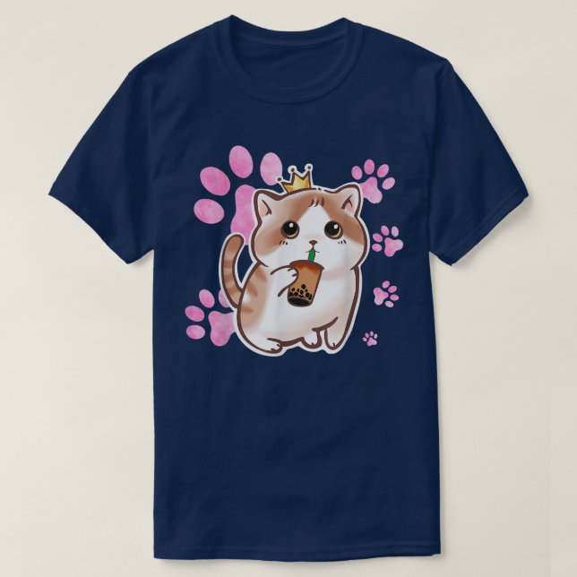 T-shirt Chat Boba Tea Bubble Tea Anime Kawaii Neko 580 (Design devant)