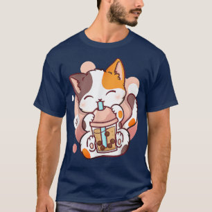 T-shirt Chat Boba Tea Bubble Tea Anime Kawaii Neko Pour Fi
