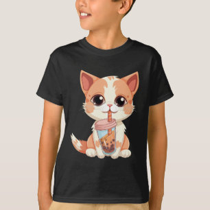 T-shirt Chat Boba Tea Buble Tea Anime Kawaii Neko