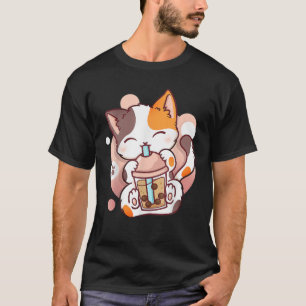 T-shirt Chat Boba Tea Buble Tea Anime Kawaii Neko