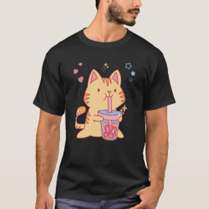 T-shirt Chat Boba Tea Buble Tea Anime Kawaii Neko Amusant