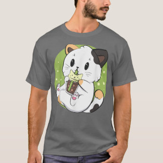 T-shirt Chat Boba Tea Buble Tea Anime Kawaii Neko Japonais