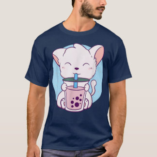 T-shirt Chat Boba Tea Buble Tea Anime Kawaii Neko Japonais