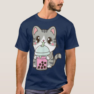 T-shirt Chat Boba Tea Buble Tea Anime Kawaii Neko Japonais