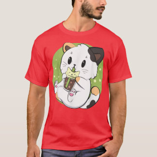 T-shirt Chat Boba Tea Buble Tea Anime Kawaii Neko Japonais