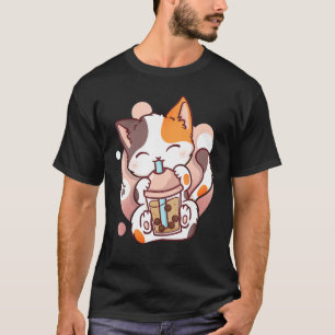 T-shirt Chat Boba Tea Buble Tea Neko