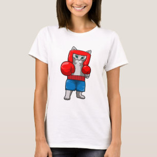T-shirt Chat Boxe avec gants de boxe