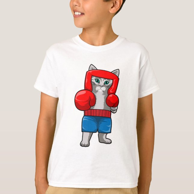 T-shirt Chat Boxe avec gants de boxe (Devant)