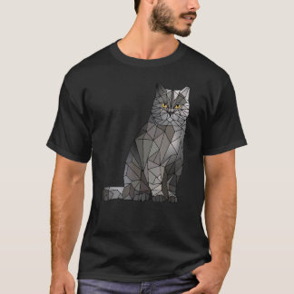 T-shirt Chat britannique à poil court Polygone Géométrique