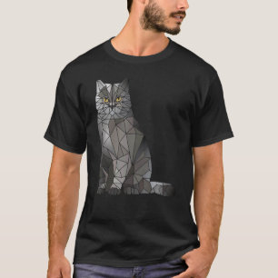 T-shirt Chat British Shorthair Polygone Géométrique Chaton