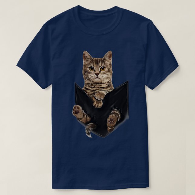 T-shirt Chat Brown assis dans les chats de poche Cadeaux (Design devant)