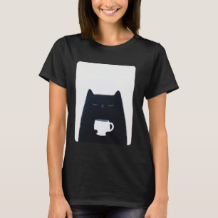 T-shirt Chat buvant du café