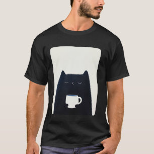 T-shirt Chat buvant du café