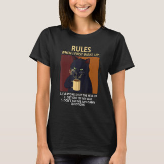 T-shirt Chat Buvant du Café Amateur de Chatons Drôle Règle