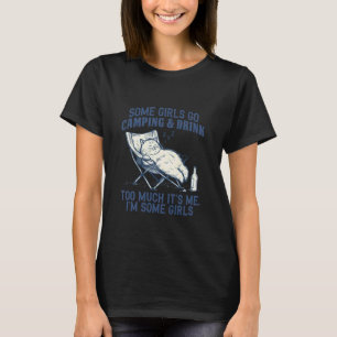 T-shirt Chat buvant en camping Vacances d'été paresseuses 