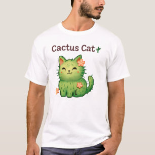 T-shirt Chat Cactus 🌵🐱 Dessin animé floral mignon