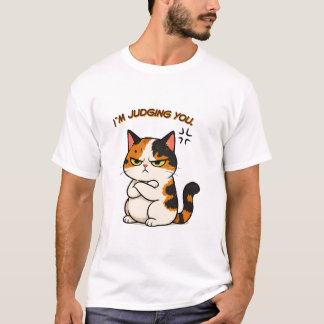 T-shirt Chat calico grincheux - Je vous juge