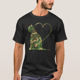 T-shirt Chat Camouflé Avec Camouflage De Coeur  Chats Anim